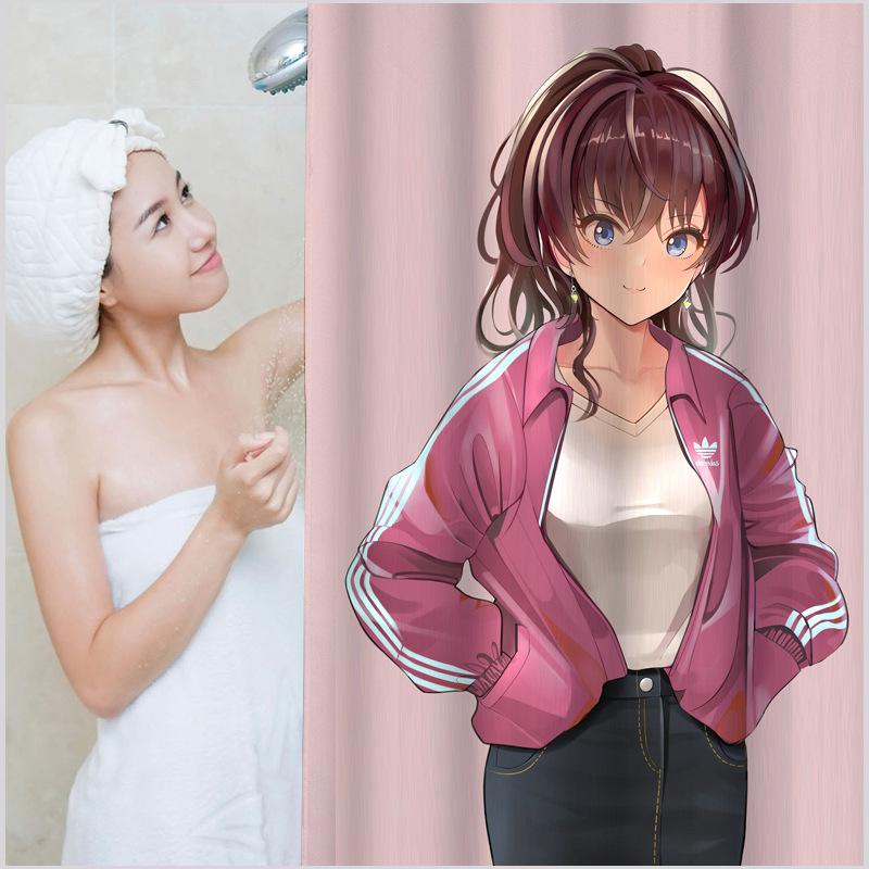 Badezimmer verdickter wasserdichter Vorhang, schimmelfester Duschvorhang, Duschtrennwand-Vorhang, Duschvorhang, Badezimmer-Vorhang, kostenlose Perforation