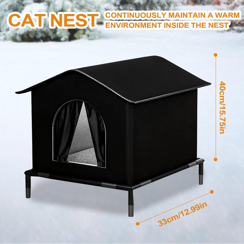 Waterproof Insulated Nest Outdoor Cat House with Elevated Base for Winter warm puppy Kitten Chicken Animal Outside patio