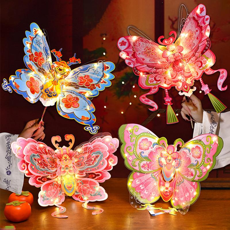 DIY Handheld Butterfly Lantern Handmade DIY Material Pack Mid-Autumn Festival Gifts Chinese Lantern Festival Butterflies Lantern