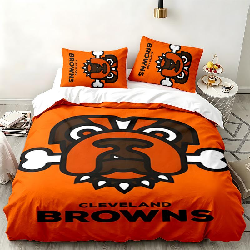 Cleveland Browns 3pc Set Perfect for Bedroom Use Comfortable Bedding Set Includes a Duvet Cover and Two Pillowcases Ideal Birthday or Christmas Gift