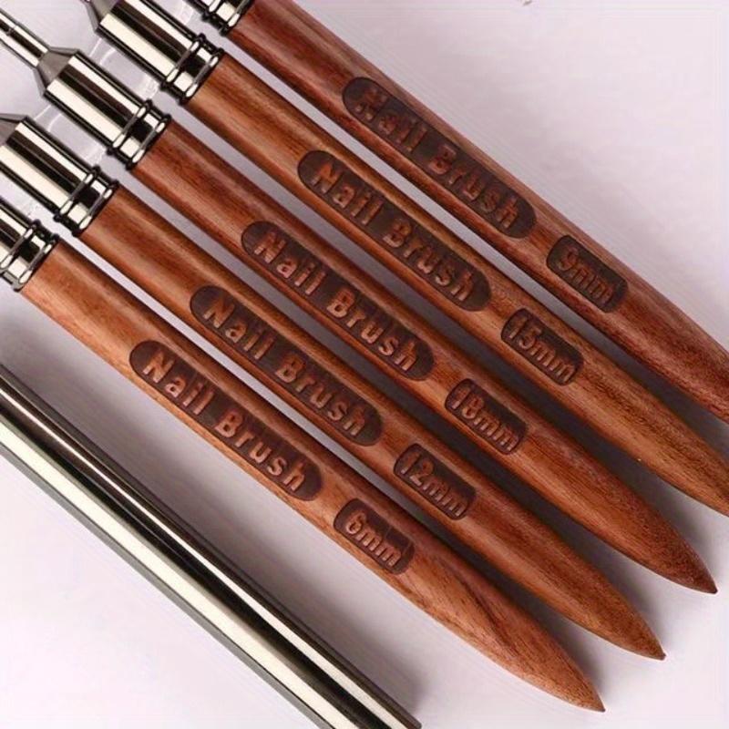 5 Stück/Set Runde Holzgriff Kunstliner DIY Malpinsel Linien zeichnen Streifen Blumenmalstift Nagelliner Pinsel Set mit 5 Größen