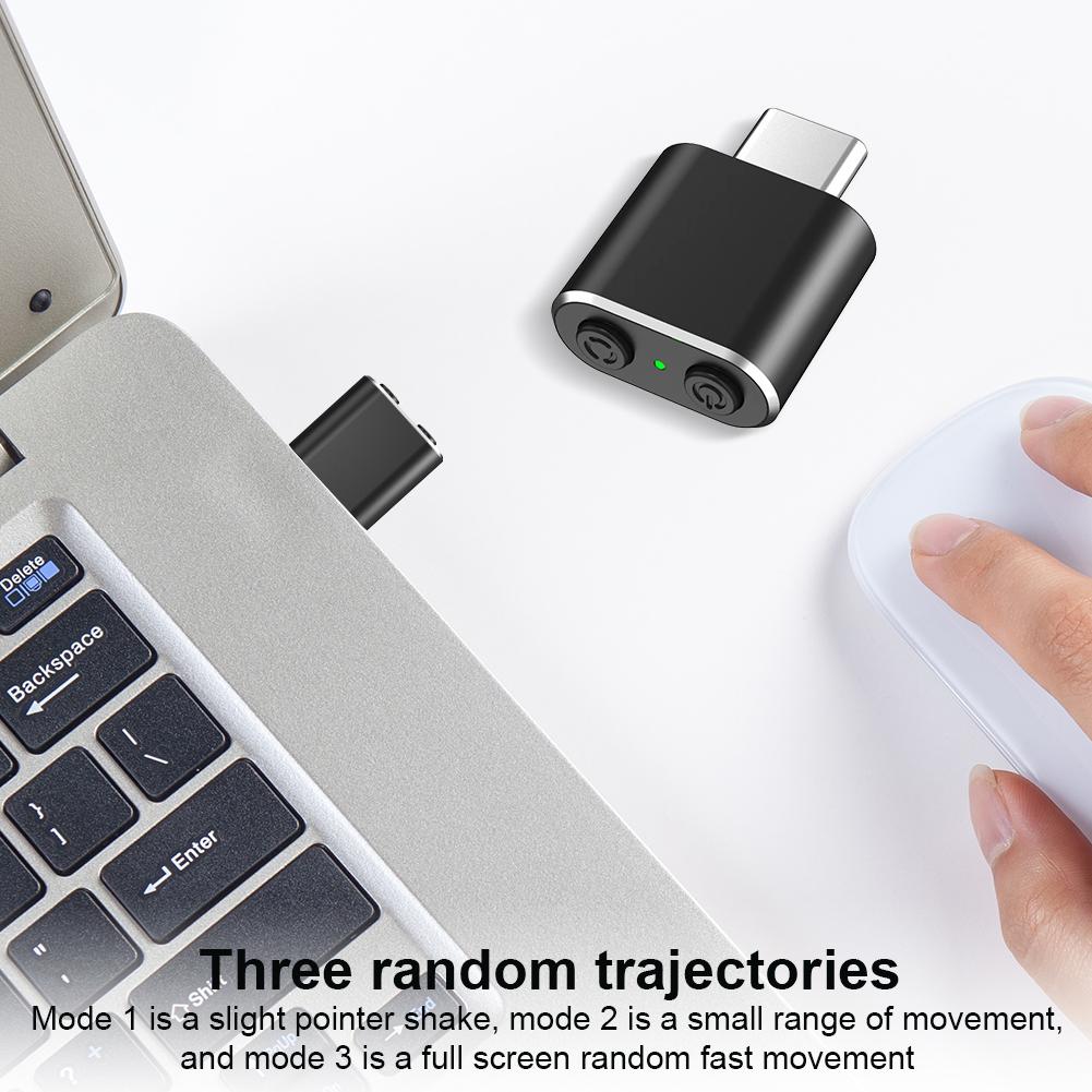 USB C Automatic Mouse Shaker with Switch Button Undetectable Automatic Wiggler 3 Jiggle Modes Mouse Moving Device PC Accessories