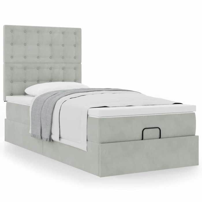 Maison Exclusive - Cadre de lit ottoman et matelas gris clair 100x200 cm velours
