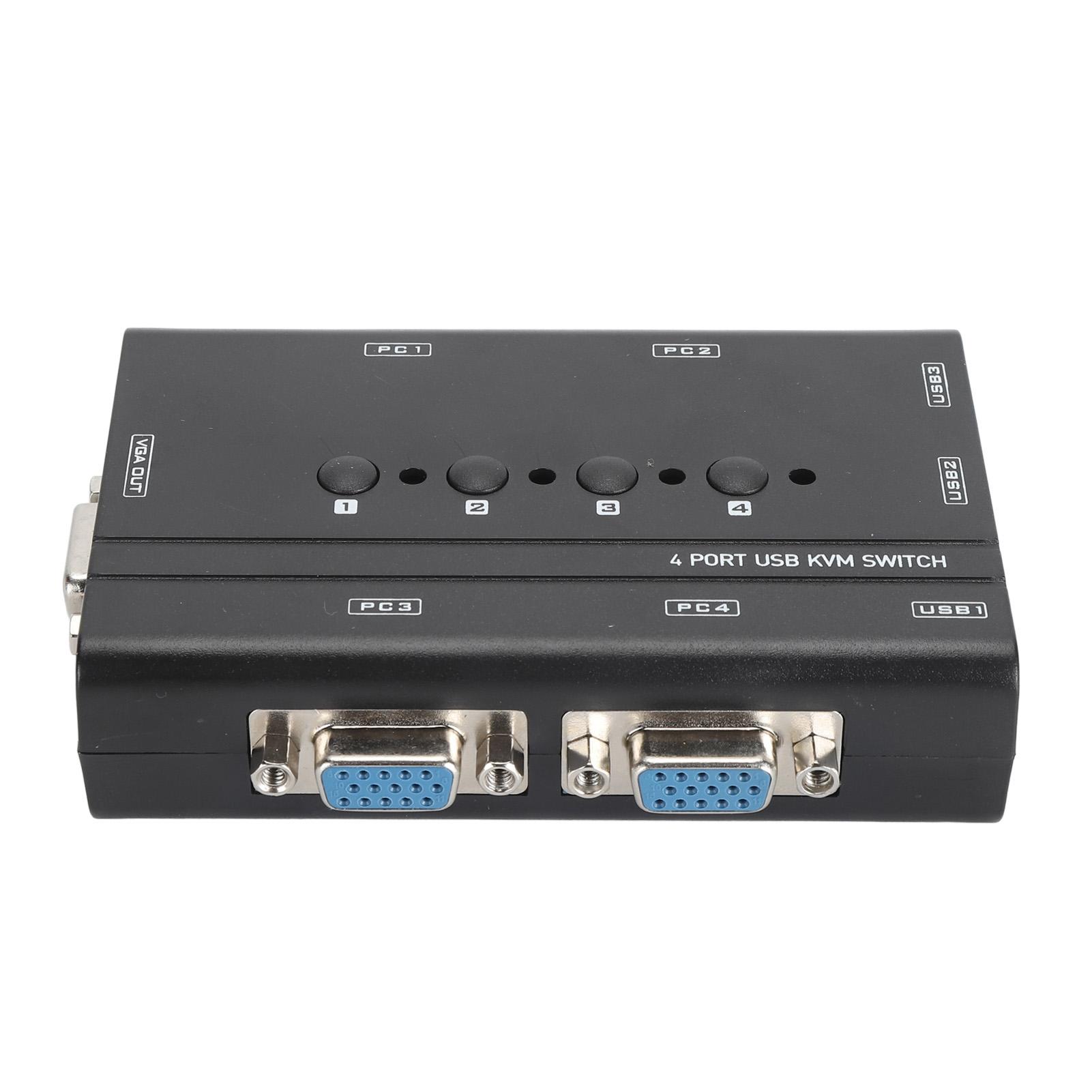

USB VGA KVM-переключатель 4-портовый USB VGA KVM-переключатель-селектор для 4 ПК, 1 дисплей, 3 USB-устройства