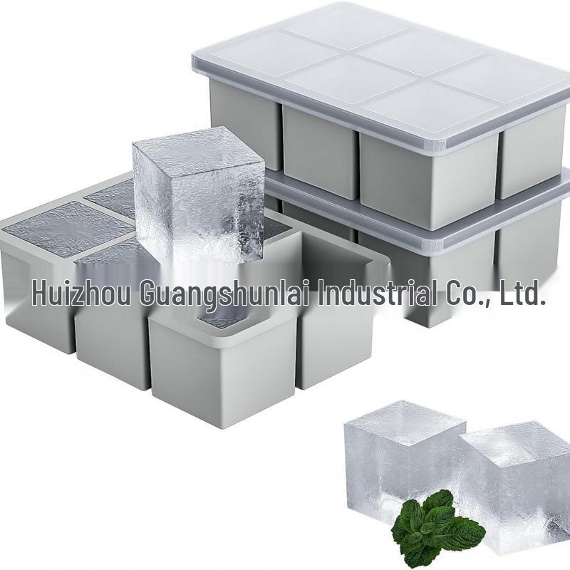 Popular Silicone Ice Cube Tray with Lid – 4 Large Slots & 15 Square Compartments for Soup or Food Storage
