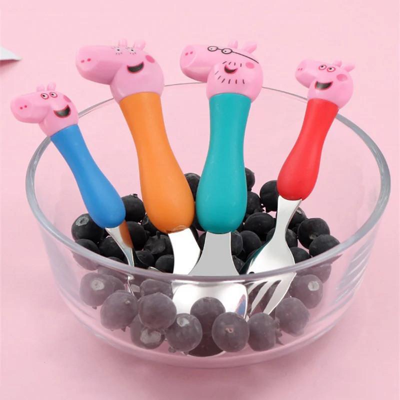 Peppa Pig Children's Cutlery Set Adorable Short Handle Forks And Spoons In Gift Box