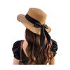 Summer Beach Hat, Wide Brim Straw Sun Hat, Sun Protection Foldable Hat with Ribbon Bow, Women Hat for Outdoor Travel Beach Trips