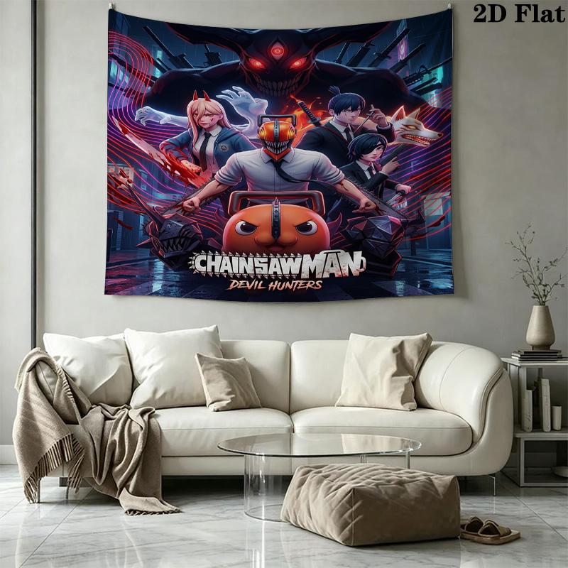 Chainsaw Man Wandteppich Ästhetisches Wandbehang Gedruckter Stoffdecke Dekorative Wandteppiche Für Schlafzimmer Wohnzimmer Heimdekoration