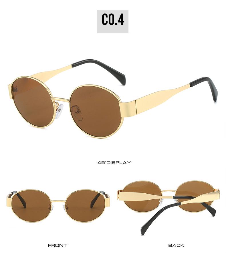 2024 Oval Metal Sunglasses: Trendy Small Round Lens for Men & Women
