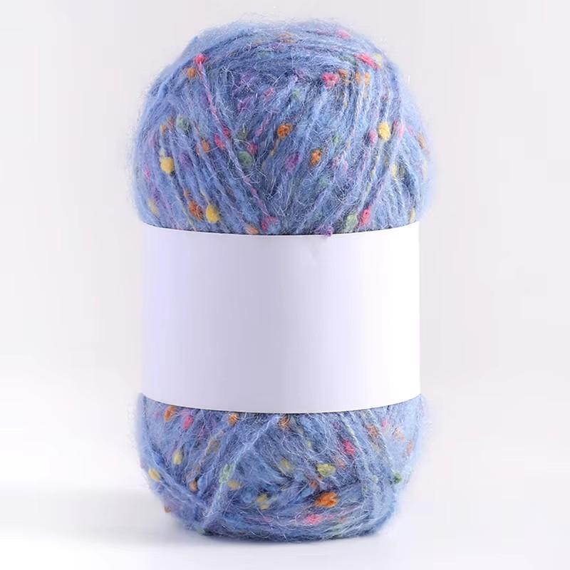 50g/Yumurcak Gökkuşağı Rengi Noktalı Mohair İplik Yumuşak ve Rahat El Örgüsü Kendin Yap Eşarp Kazak Şal Palto Örme Tığ İşi Karışık İplik