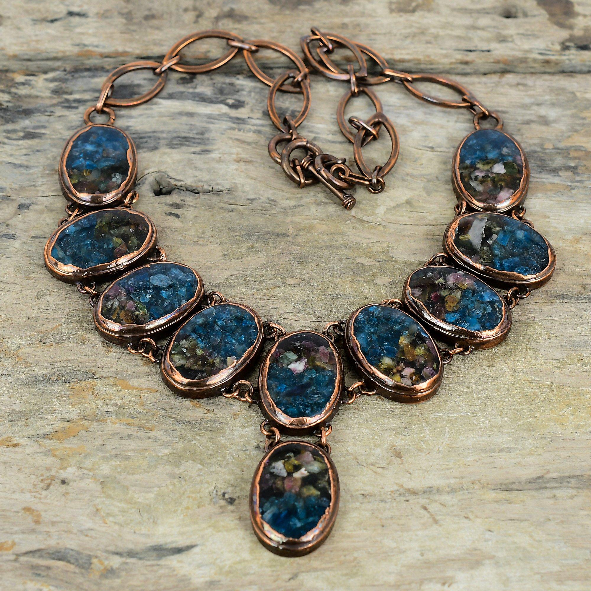 

Ожерелье с турмалином-арбузом, ожерелье из электроформованной меди, ожерелье с регулируемой цепочкой, украшения ручной работы с оригинальными драгоценными камнями, подарки на годовщину Adjustable