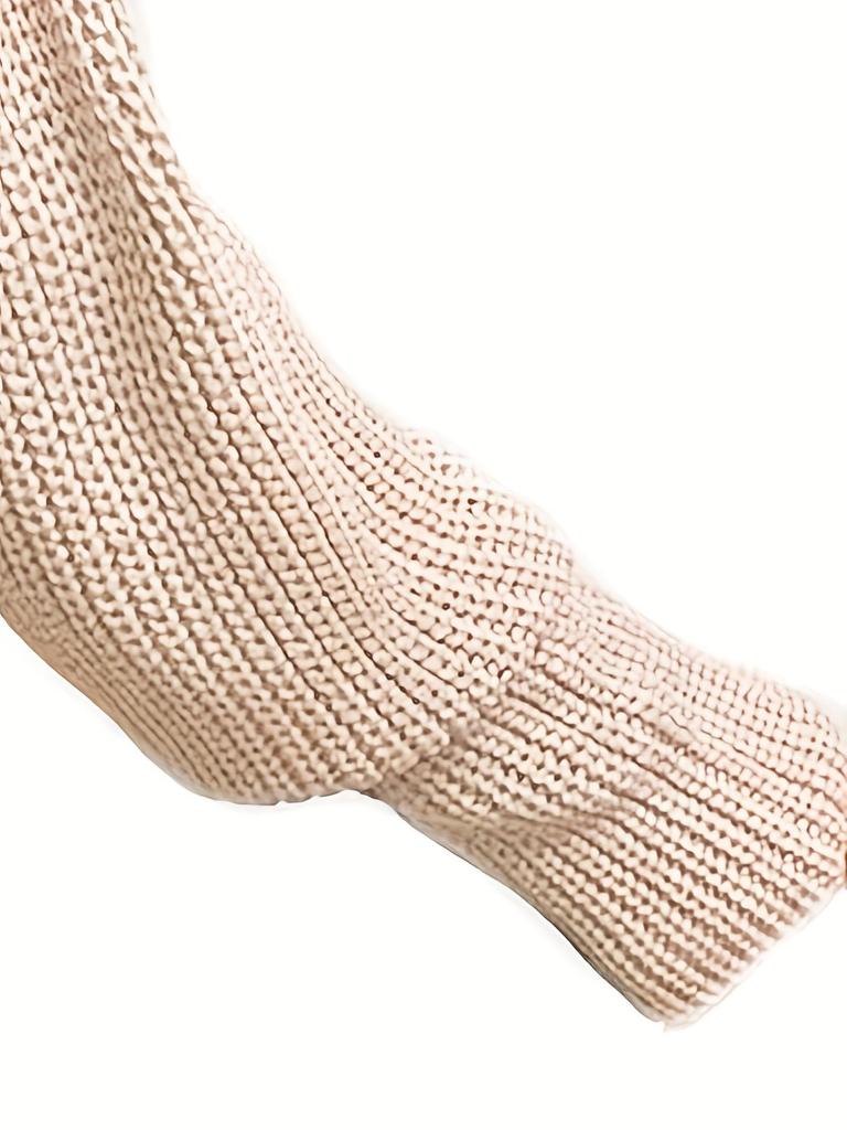 Plus Size V-Neck Turn-Down Collar Long Sleeve Knitted Sweater - Women's Casual & Versatile Ribbed Fashion for Autumn/Winter.