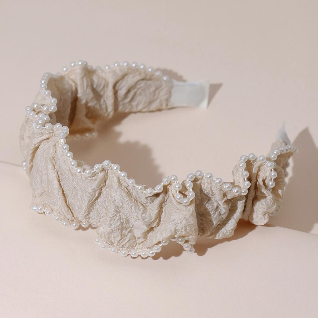 Lystrfac Solid Color Slik Padded Pleated Hairband for Women Fashion Scrunchy Headband Retro Hair Loop Female Hair Accessories