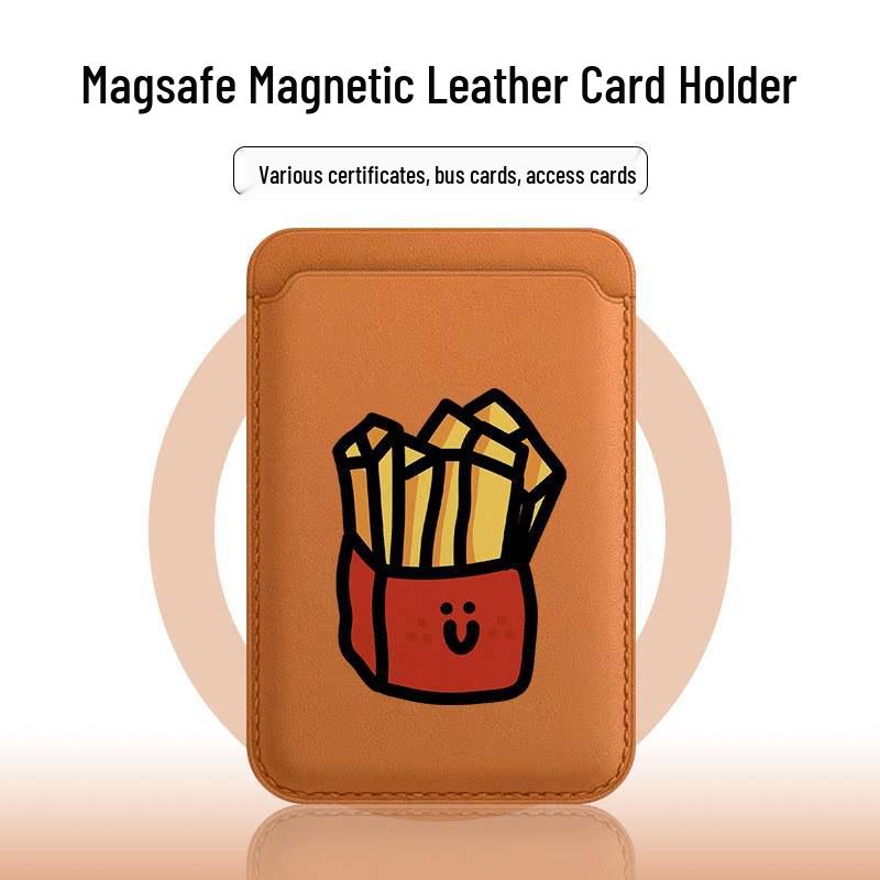 Happy Fries Cartoon Card Slot Door Case for iPhone 17 Pro, 14 Pro Max, and 11/12/13