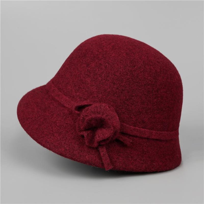 Simple Flower Wool Woolen Mother Hat Ladies Season High Sense Versatile Bucket Hat