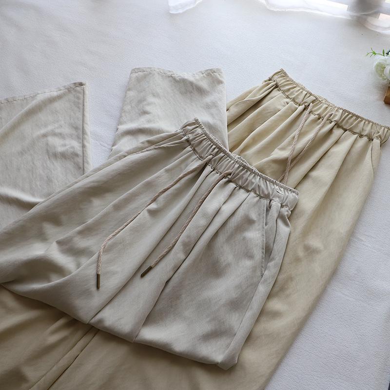 [Bi Zheng] 2025 Early Spring Women's Korean Style Loose Wide-Leg Elastic Waist Casual Pants