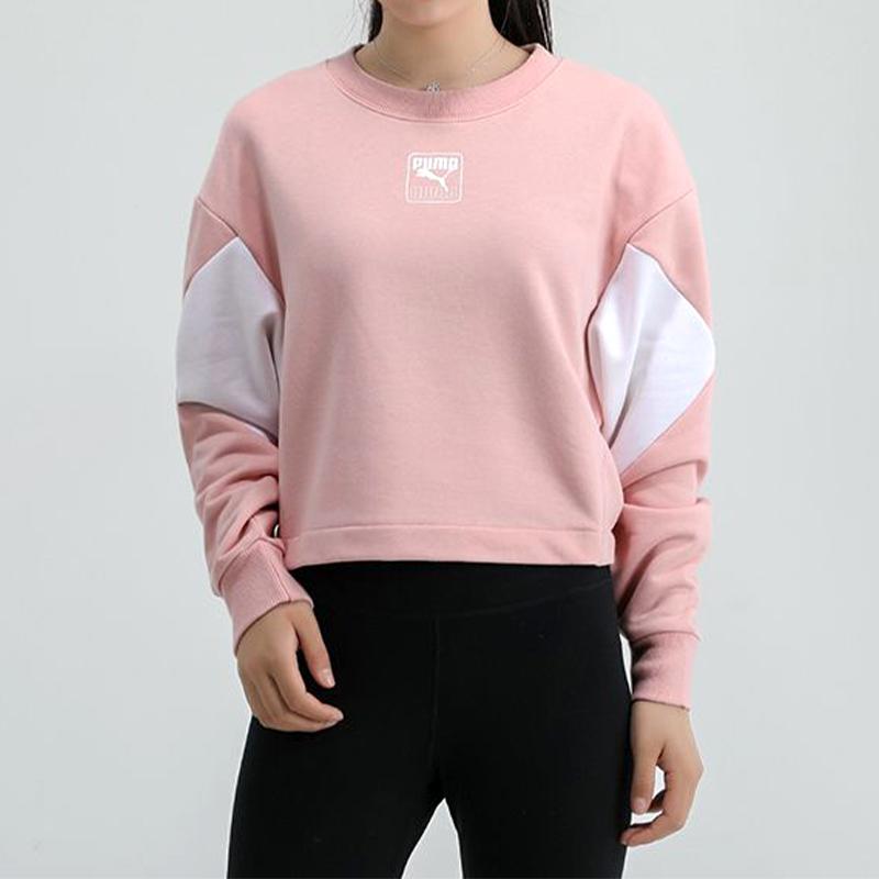 Puma Rebel Colorblock Loose Fit Crew Neck Sweatshirt Women Sweatshirt Pink 586520-15