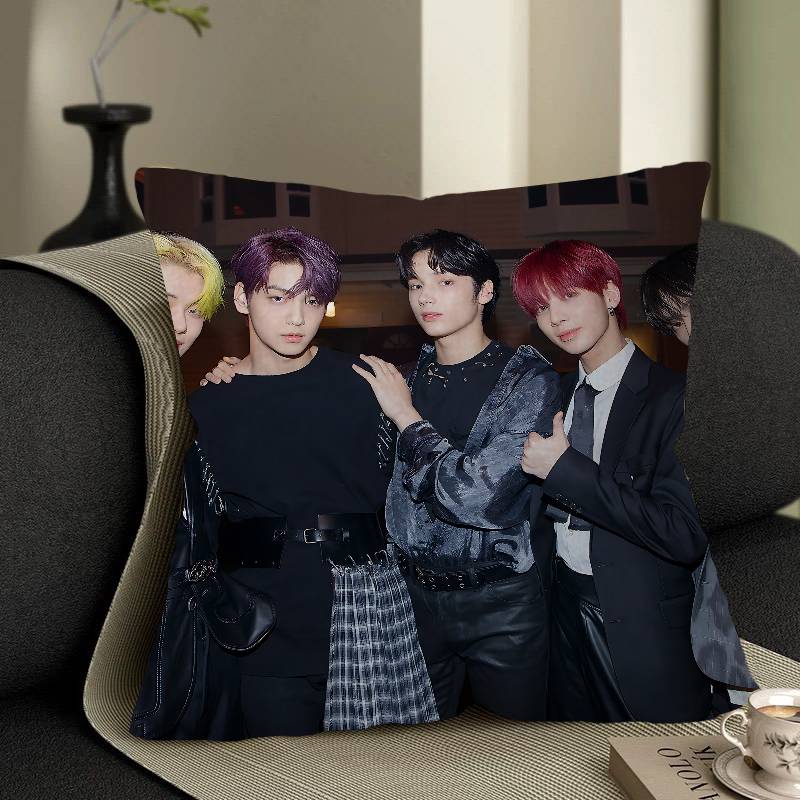 Kpop T-TOMORROW X TOGETHER TXT Cushion Cover Car Throw Pillow Case For Sofa Car Christmas Gift 40x40cm 45x45cm