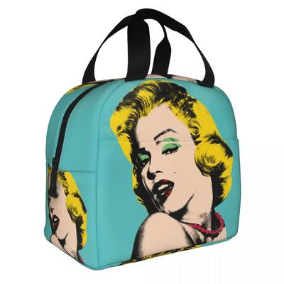 Pop Art Dorato Warhol Porta Pranzo Riutilizzabile Impermeabile Termico Refrigerante Cibo Oro Ragazza Monroe Borsa Pranzo Termica Isolata per Donne Borse da Lavoro