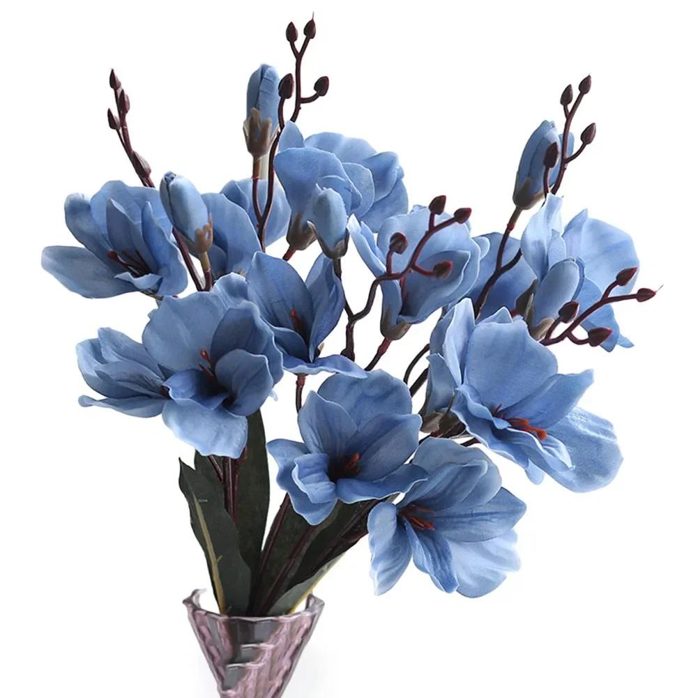 Lifelike Magnolia Bouquet 5 Prongs 20 Heads Artificial Flowers for Interior Decoration Choose from Various Colors