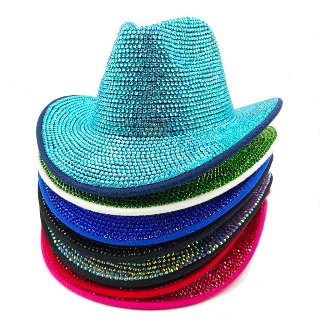 New Rhinestone Cowboy Hat Fedora Hat for Men and Women Jazz Hat Party Stage Performance Hat sombrero vaquero