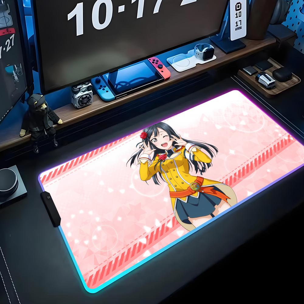 Setsuna yuki Mauspads RGB Gaming-Mauspad Großes LED-Pad PC-Schreibtischunterlage Leuchtendes Mauspads Große Tastaturmatten Tischteppich Mit Hintergrundbeleuchtung