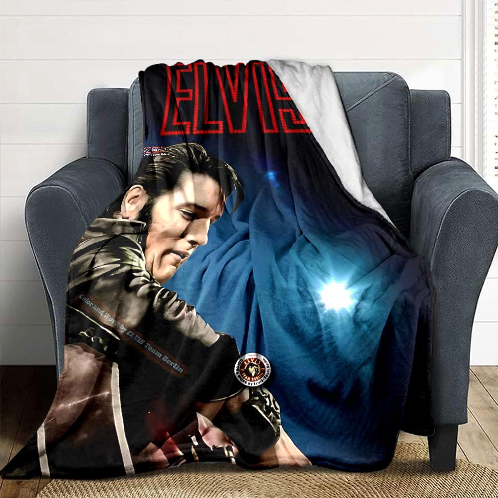 Elvis Presley Rock Legend Flannel Blanket Super Soft Warm Cozy Blanket for Sofa Bed Office Travel All‑Season Home Decor Gift