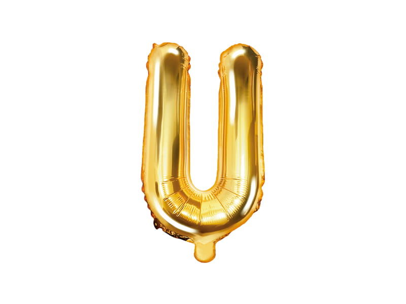 Balon Foliowy Litera "U" Złoty 35 Cm
