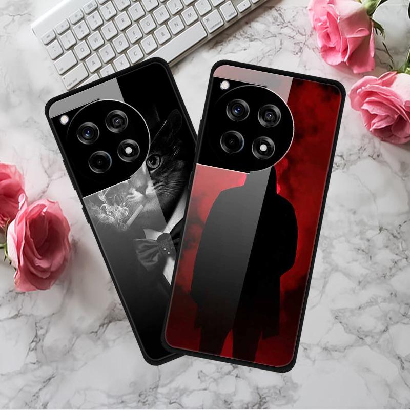 For OnePlus 12R 5G/Ace 3 5G Case Stylish Pattern PC+TPU+Tempered Glass Cell Phone Cover