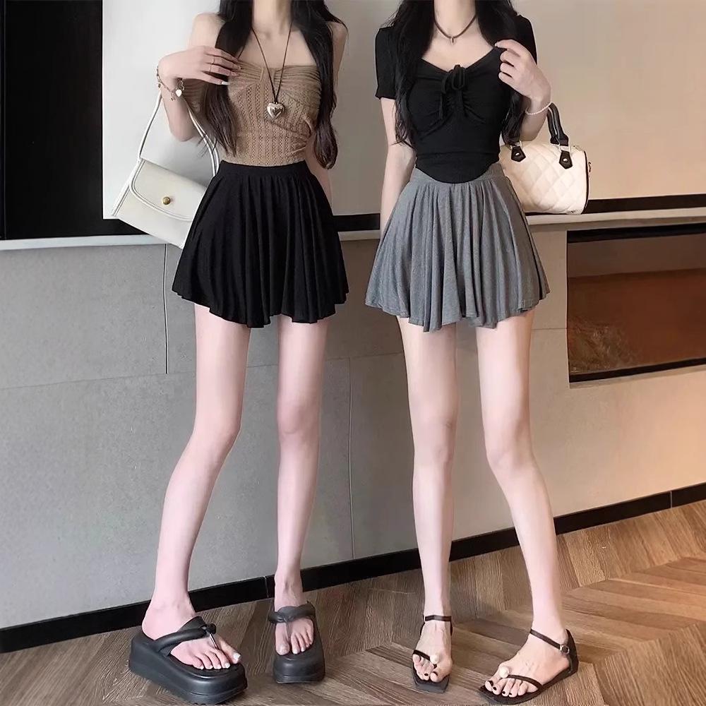 

Women s Summer French Ballet Pleated Midi Skirt - High Waist, A-Line, Anti-Exposure Large - Premium абрикосовий