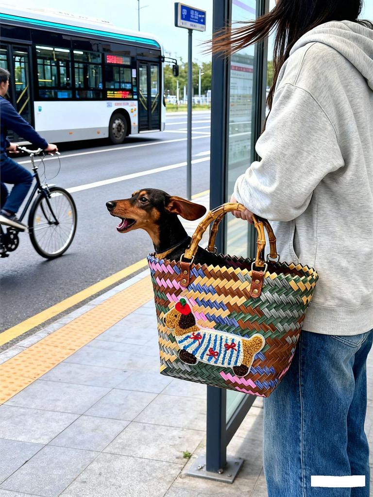 Hand-Woven Portable Pet Bag: Outdoor, Breathable, Lightweight, Fashionable for Cats & Dogs