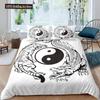 Red Base Black Dragon Print Duvet Cover Set Chinese Dragon Pattern Bedding Sets Full Size Microfiber 2/3 Pieces Comforter Sets