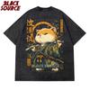 T HOU Mens Tshirt Top Quality Cotton Short Sleeve Cool Knife Cat Print Oneck Casual Loose Hip Hop For Men Summer