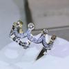 Sterling Silver High Quality Cent Gold Crown Zircon Ring For Ladies Party Engagement Fashion Jewelry Gift