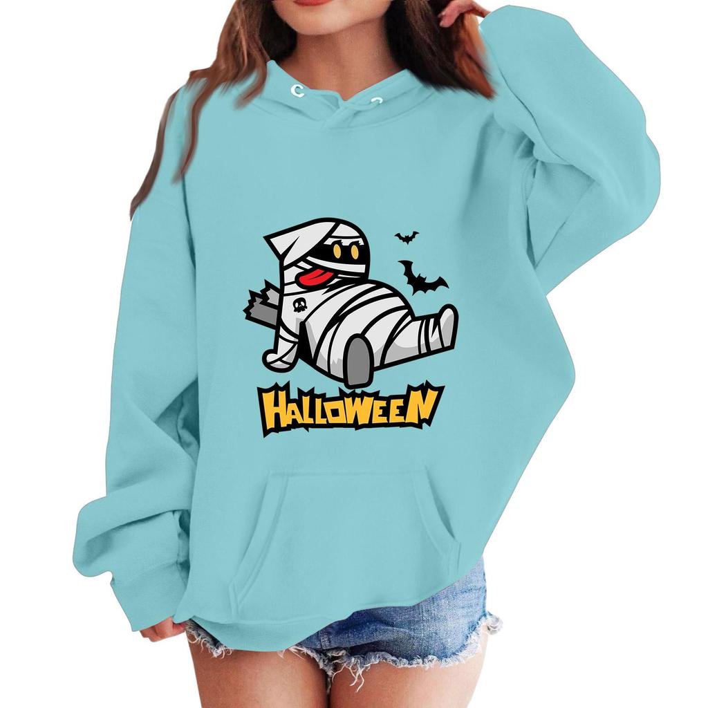 Kids' Halloween Printed Hoodie Casual Loose Fit Pullover Sweatshirt for Boys Girls