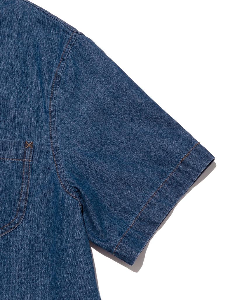 LEE Women'S Crop Denim Short Sleeve Shirt Indigo Medium