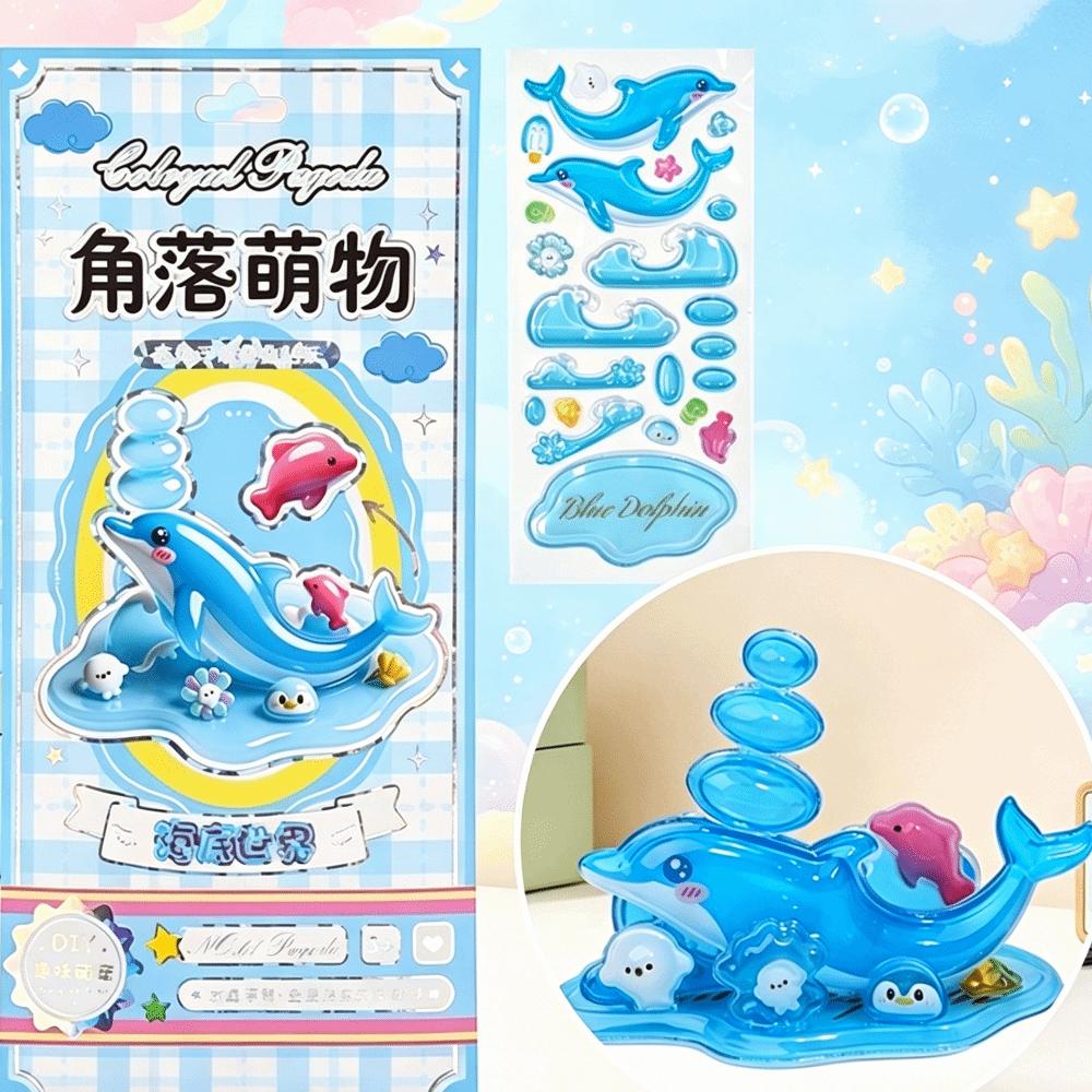 Reusable 3D Crystal Stackable Stickers Multifunctional Cartoon Embossed Decals  Kids Crafts Style H