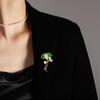Bo Xin Yun Elegant Zircon Ginkgo Leaf Brooch with Freshwater Pearls and White Jade