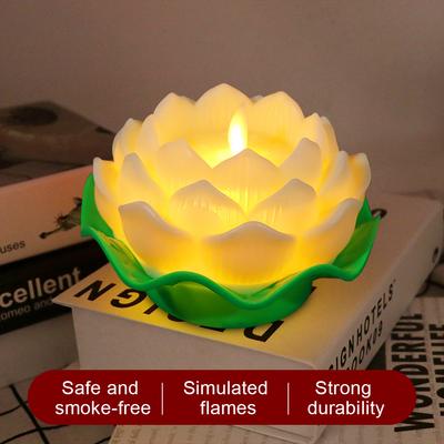 Flameless LED Buddha Lotus Flower Light Battery Operated Buddha Table Lamps Lotus Creative LED Electronic Candle Home Decoration