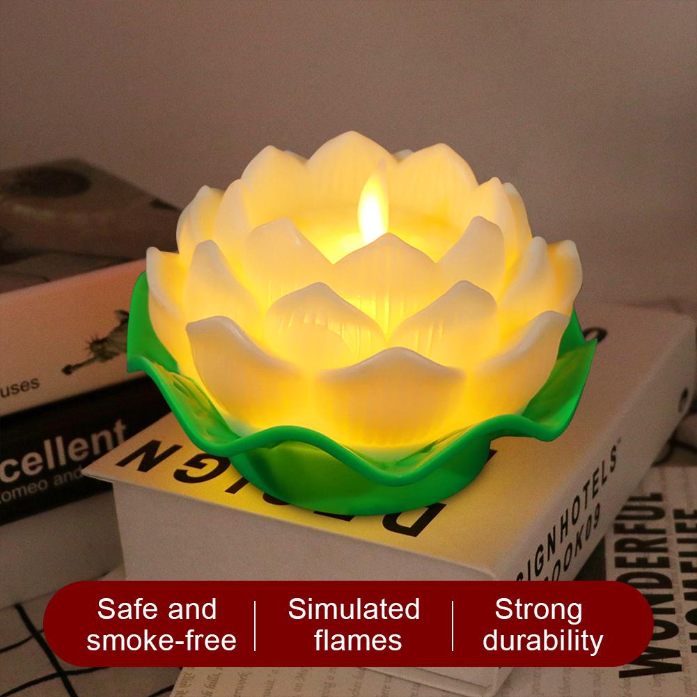 Lotus Flower Night Light Battery Operated Flickering Flame LED Lotus Flowers Lamp Romantic Creative Simulation Lotus Night Light