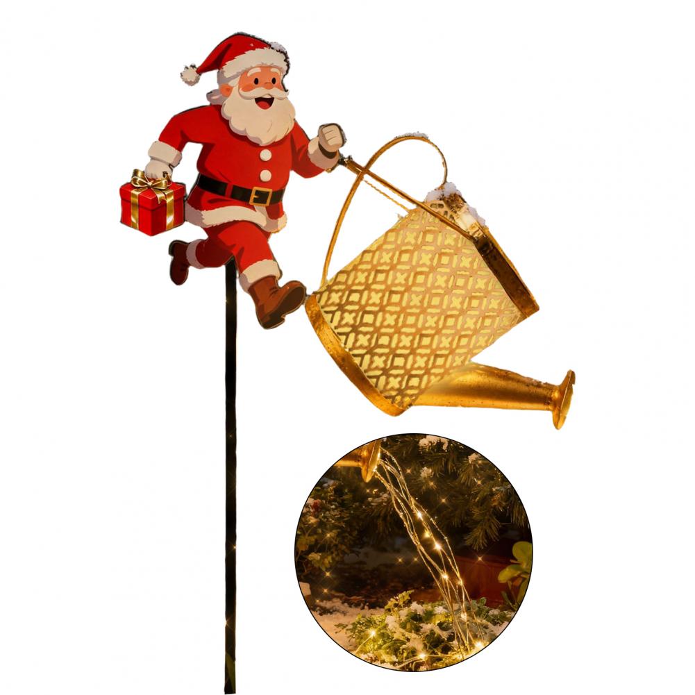 

Solar Kettle Lights Garden Lawn Decorative Lights Waterproof Watering Can String Light Metal Santa Claus Ground Lamp for Outdoor