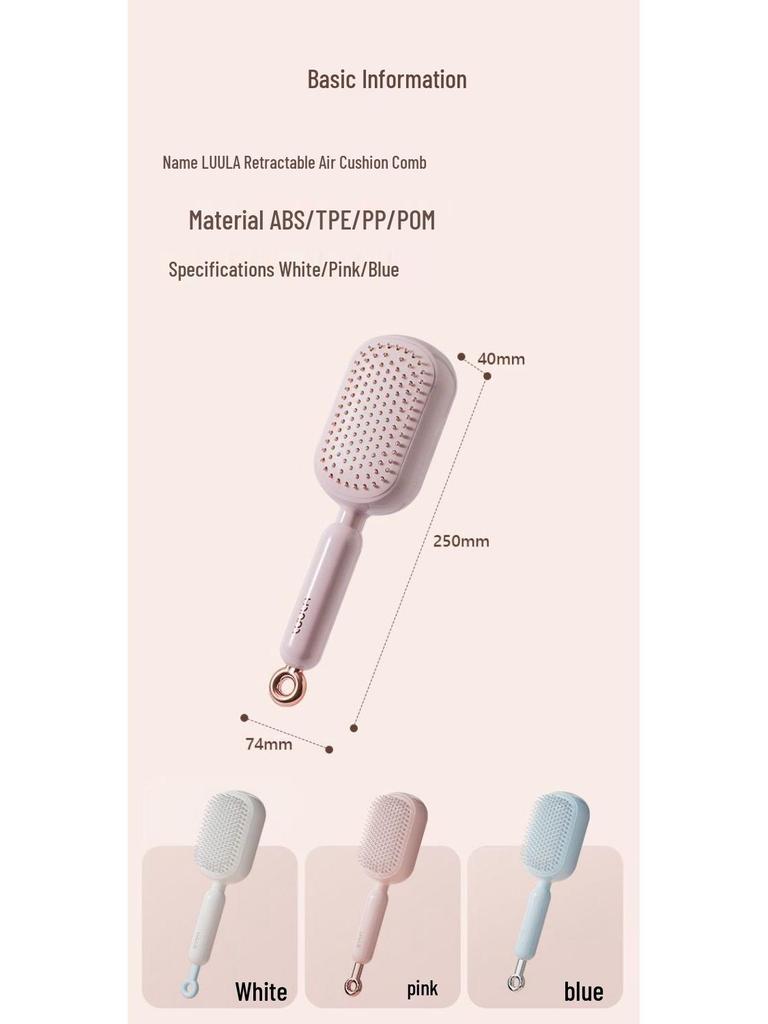 Portable Retractable Massage Comb with Anti-static, Fluffy Detangling Cushion