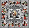 130CM Silk Scarf Women Large Shawls War Horse And Knight Print Stoles Square Bandana Kerchief Scarf Female Foulards