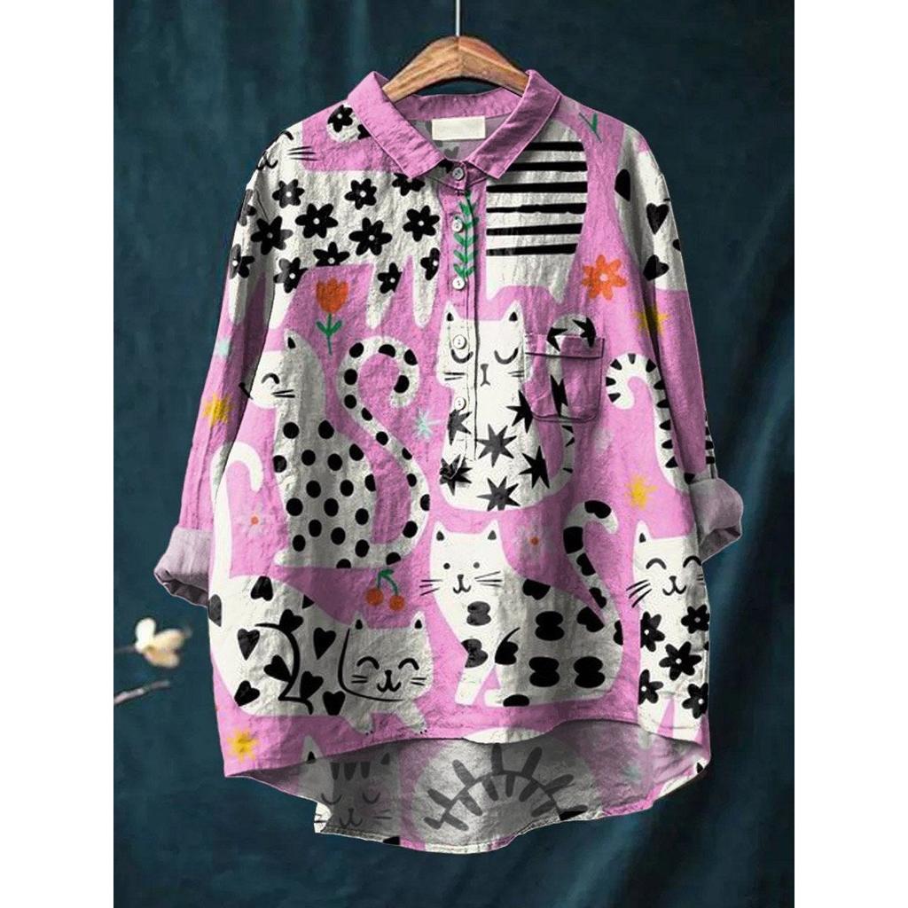 Dámská nová košile s potiskem a límcem Slunečnicový top