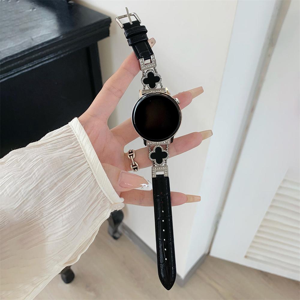 

Роскошный ремешок с клеверными бриллиантами 20 мм 22 мм для Samsung Galaxy Watch 6 4 Classic 3 5 Pro 40 44 42 46 мм кожаный браслет женский ремешок 20MM