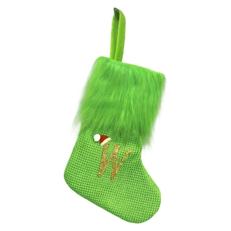 Holiday Sock Durablility Hanging For Candy Gifts Holder Festival Decoration Classical Christmas Letter Knitted Stocking