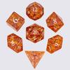 Cusdie Glass DND Dice Set 7-Die Handmade Shattered Glass D4-D20 Polyhedral Dice with Leather Box for Tabletop RPG Collection
