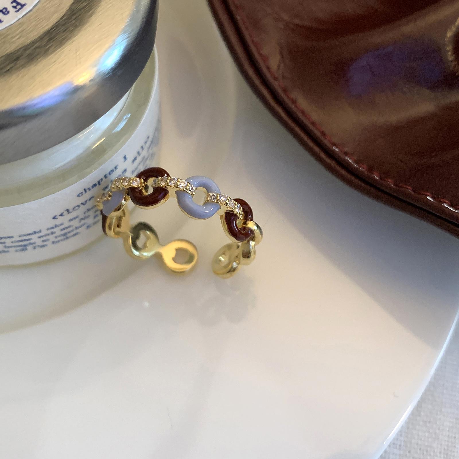 

Geometric Stylish Vintage Open Adjustable Copper Ring For Women With Elegant Design Glazed