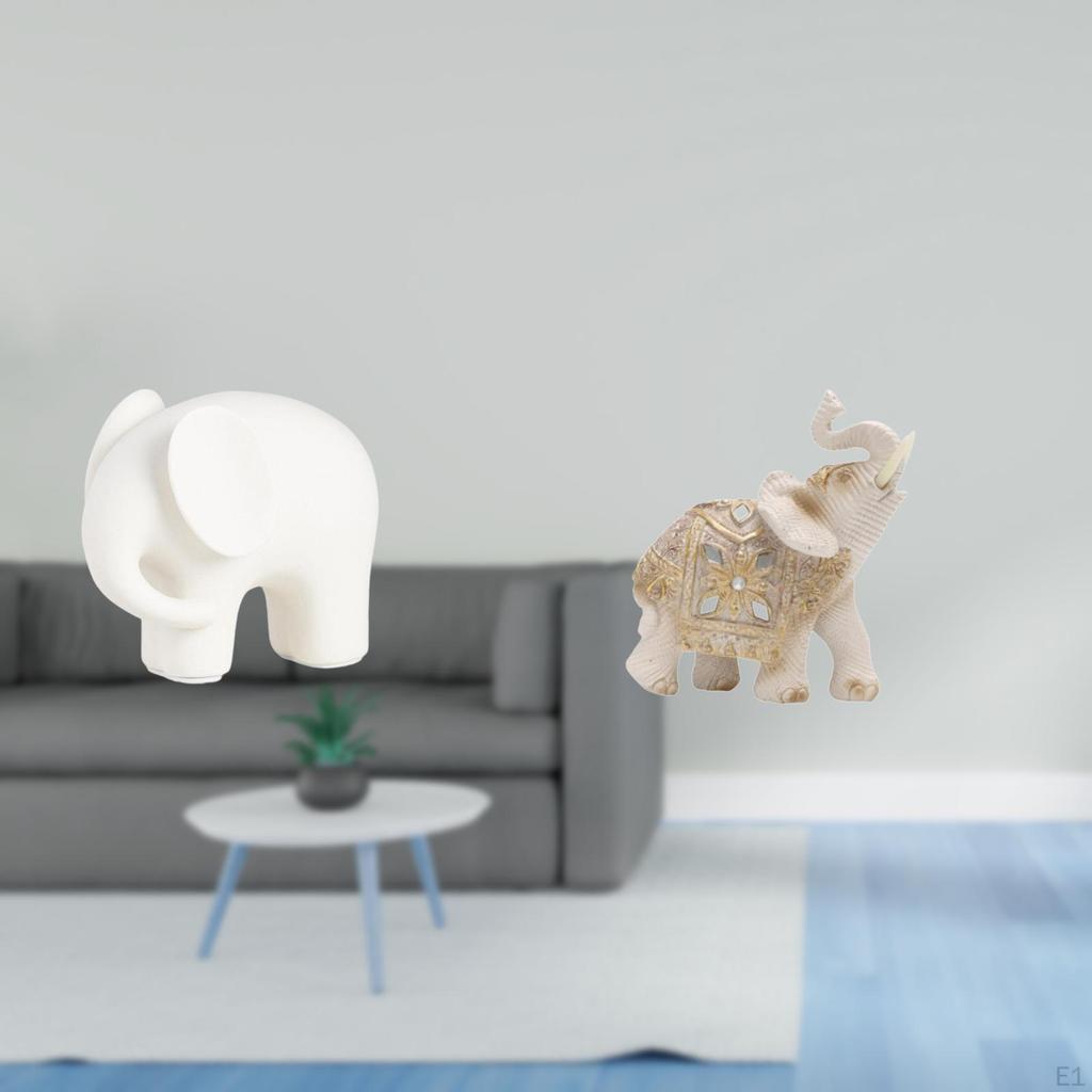 Ceramic Resin Elephant Sculpture Figurine Collection Collectible Ornament with Nonslip Pads for