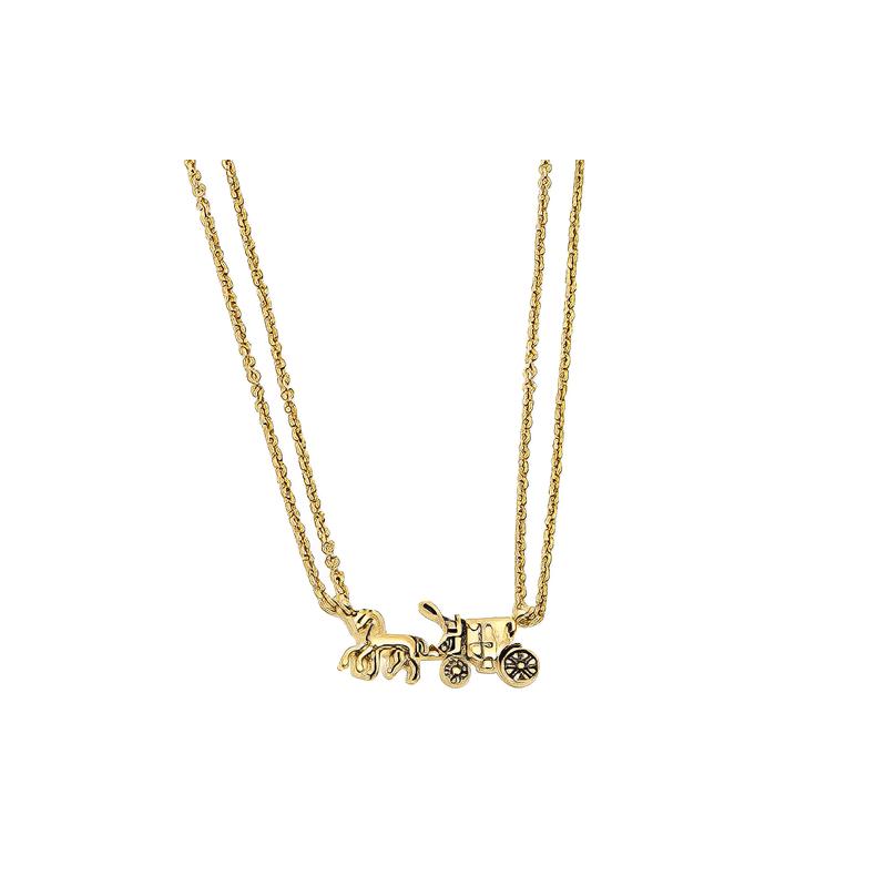 COACH Carriage Double Chain Necklace Women s